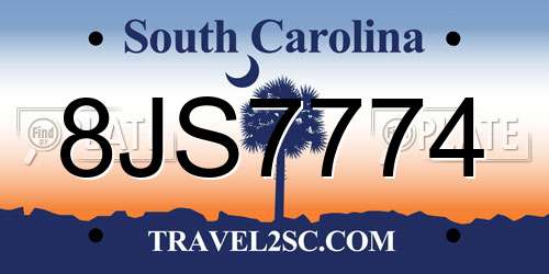 8JS7774 South Carolina License Plate