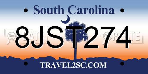 8JST274 South Carolina License Plate