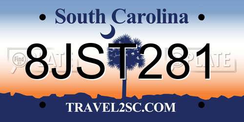8JST281 South Carolina License Plate