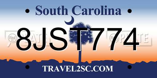 8JST774 South Carolina License Plate