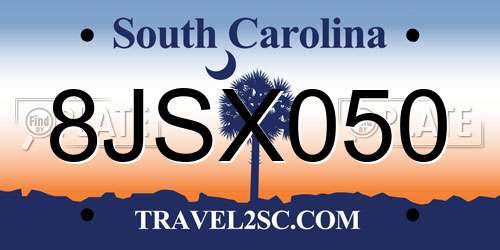 8JSX050 South Carolina License Plate