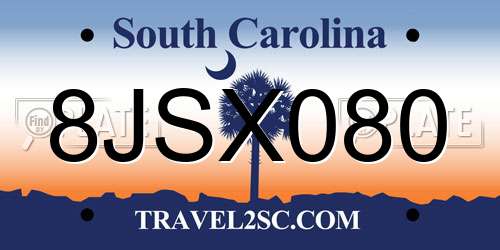 8JSX080 South Carolina License Plate