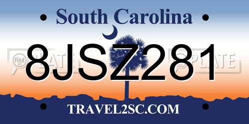 8JSZ281 South Carolina License Plate