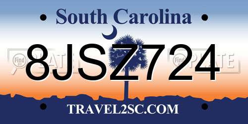 8JSZ724 South Carolina License Plate