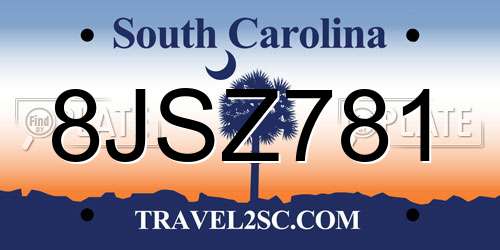 8JSZ781 South Carolina License Plate