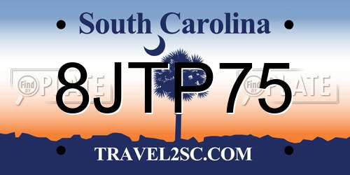 8JTP75 South Carolina License Plate