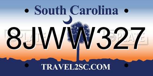 8JWW327 South Carolina License Plate