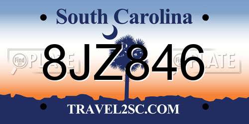 8JZ846 South Carolina License Plate