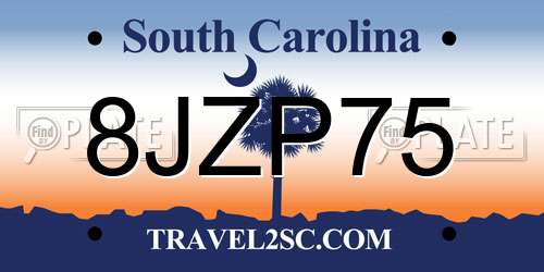 8JZP75 South Carolina License Plate