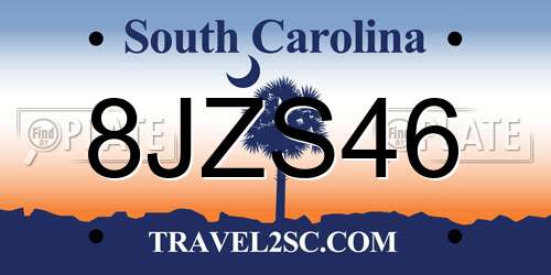 8JZS46 South Carolina License Plate