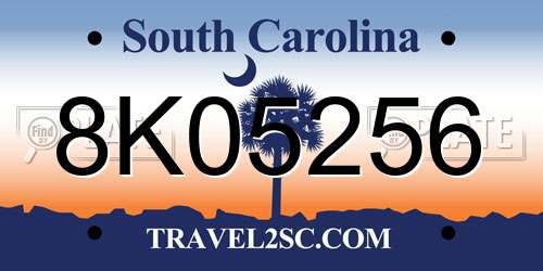 8K05256 South Carolina License Plate
