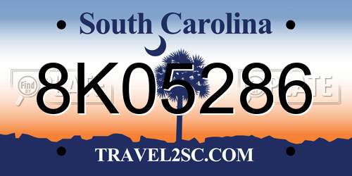 8K05286 South Carolina License Plate