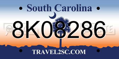 8K08286 South Carolina License Plate