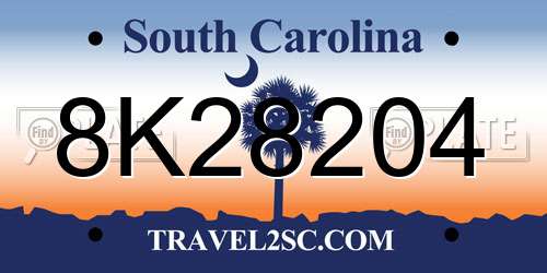 8K28204 South Carolina License Plate