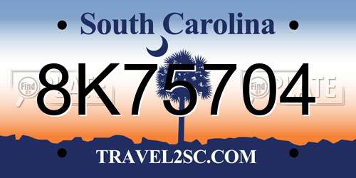 8K75704 South Carolina License Plate
