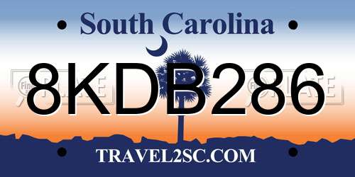 8KDB286 South Carolina License Plate
