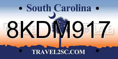 8KDM917 South Carolina License Plate
