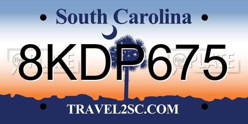 8KDP675 South Carolina License Plate
