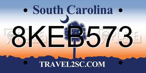 8KEB573 South Carolina License Plate