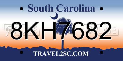 8KH7682 South Carolina License Plate