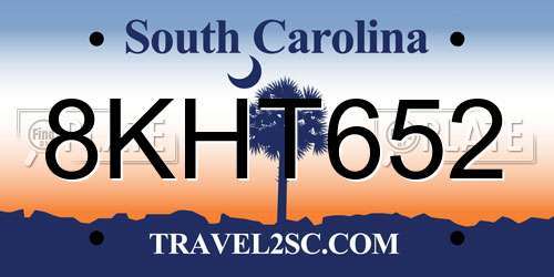 8KHT652 South Carolina License Plate