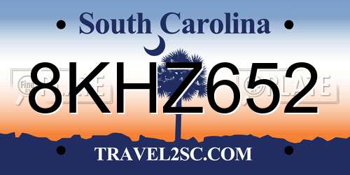 8KHZ652 South Carolina License Plate