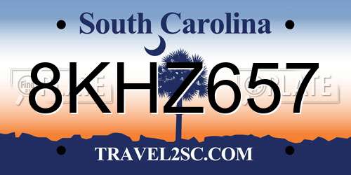 8KHZ657 South Carolina License Plate