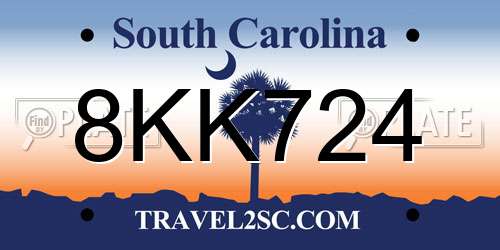 8KK724 South Carolina License Plate