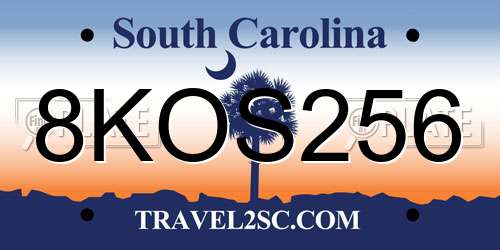 8KOS256 South Carolina License Plate