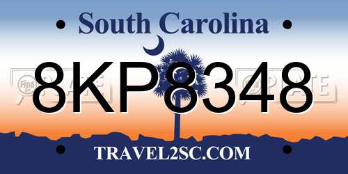 8KP8348 South Carolina License Plate