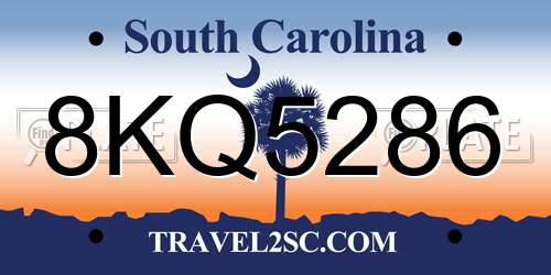 8KQ5286 South Carolina License Plate