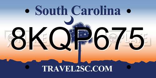 8KQP675 South Carolina License Plate