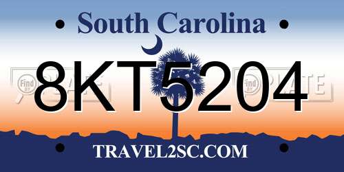 8KT5204 South Carolina License Plate
