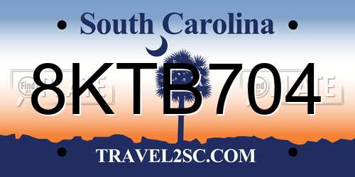 8KTB704 South Carolina License Plate