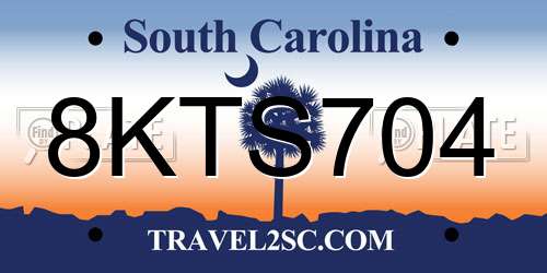 8KTS704 South Carolina License Plate