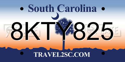 8KTY825 South Carolina License Plate