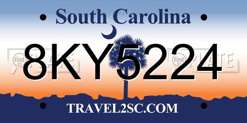 8KY5224 South Carolina License Plate