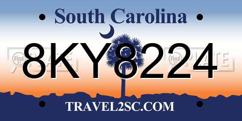 8KY8224 South Carolina License Plate