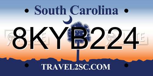 8KYB224 South Carolina License Plate