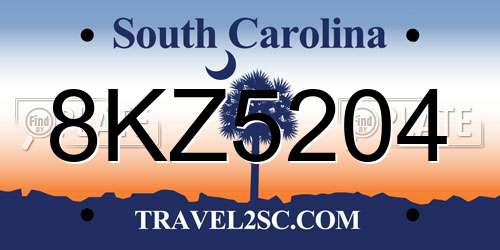 8KZ5204 South Carolina License Plate