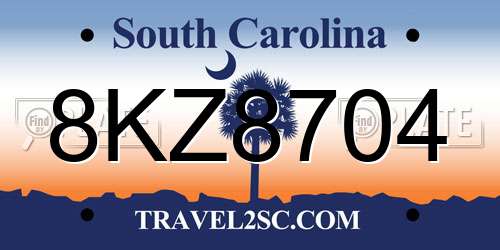 8KZ8704 South Carolina License Plate