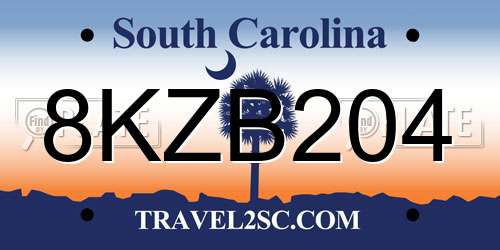 8KZB204 South Carolina License Plate