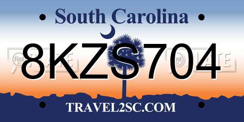 8KZS704 South Carolina License Plate