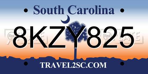 8KZY825 South Carolina License Plate