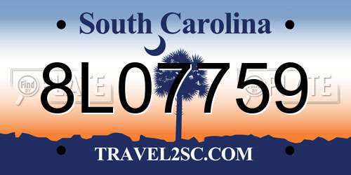 8L07759 South Carolina License Plate