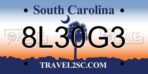 8L30G3 South Carolina License Plate