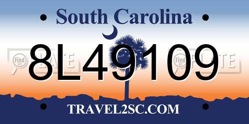 8L49109 South Carolina License Plate