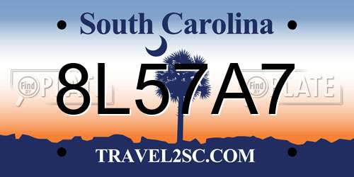 8L57A7 South Carolina License Plate