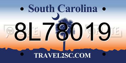 8L78019 South Carolina License Plate