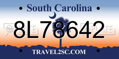 8L78642 South Carolina License Plate